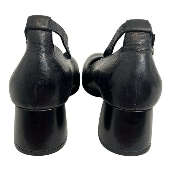 Korks Womens Size 8.5 Black Leather Ankle Strap Block Heel Pumps - Picture 7 of 9